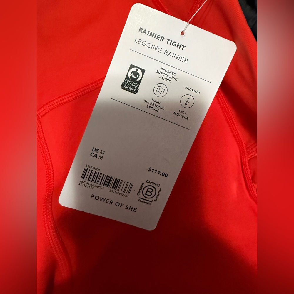 NWT Athleta Women's Medium Rainier Tight Red Athletic Leggings High Rise - Picture 6 of 12